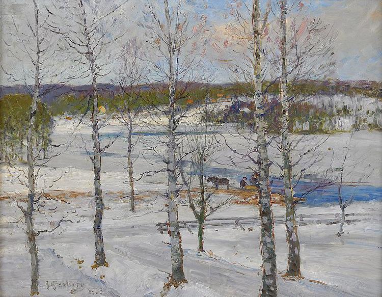 Anton Genberg Winter landscape of Norrland with birch trees Spain oil painting art